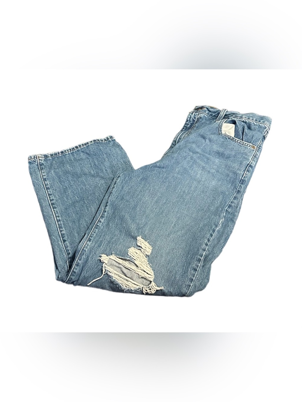 Light Wash Distressed Straight-Leg Jeans